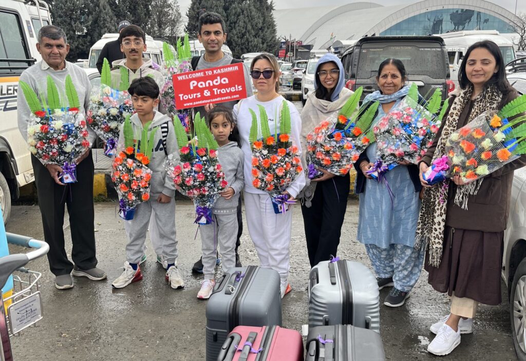 Guests welcomed by Panda Tours and Travels on their Kashmir tours package