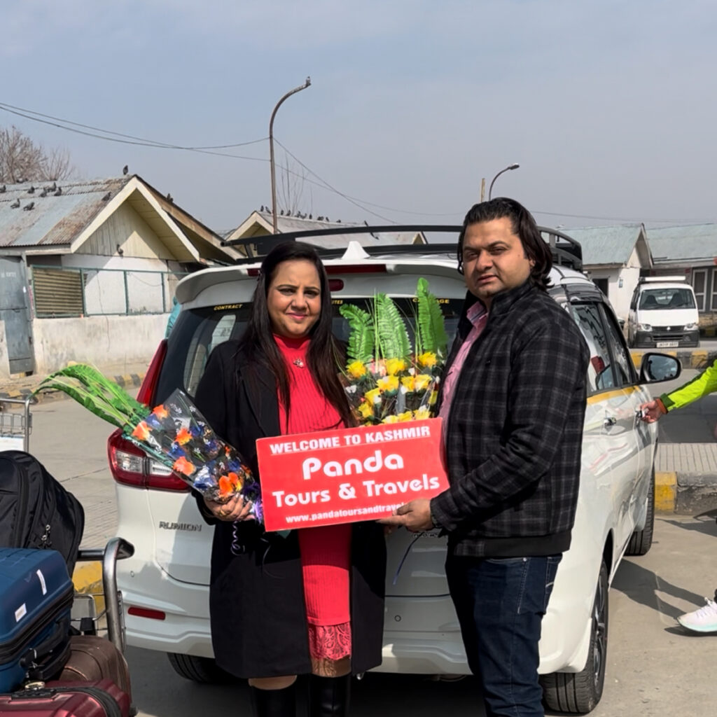 Guests welcomed by Panda Tours and Travels on their Kashmir tour
