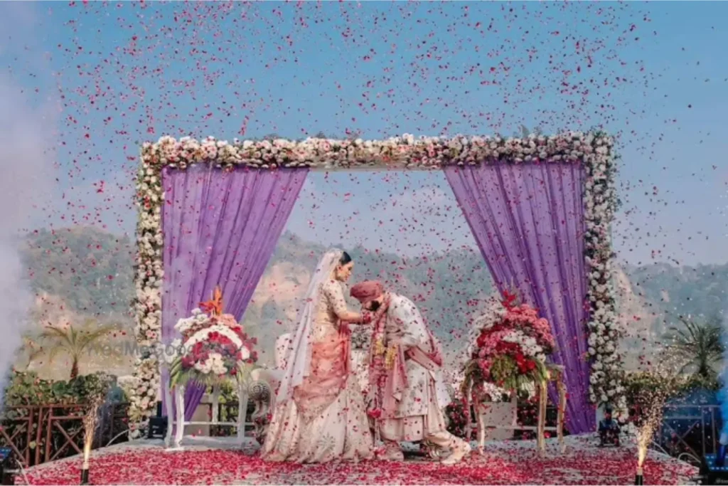 Destination wedding in Kashmir with a luxury floral wedding setup | Panda Tours and Travels