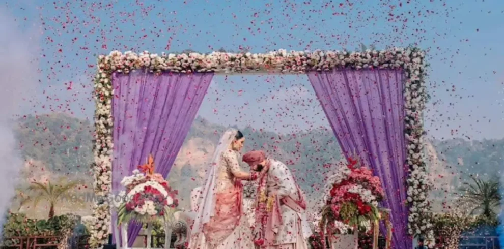 Destination wedding in Kashmir with a luxury floral wedding setup | Panda Tours and Travels