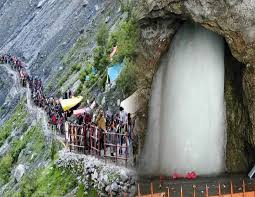 Amarnath Cave during Amarnath Yatra Tour Package with holy ice Shivling | Panda Tours and Travels