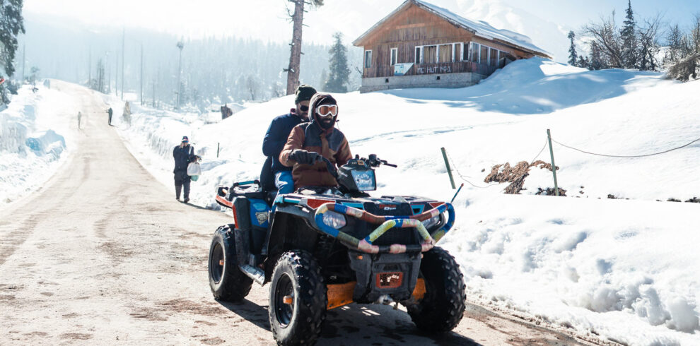 ATV ride in Gulmarg across scenic mountain trails and snowy landscapes | Panda Tours and Travels