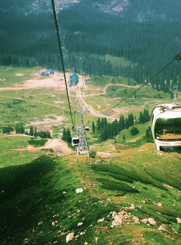 Gondola ride in Gulmarg offering panoramic views of snow-covered mountains | Panda Tours and Travels