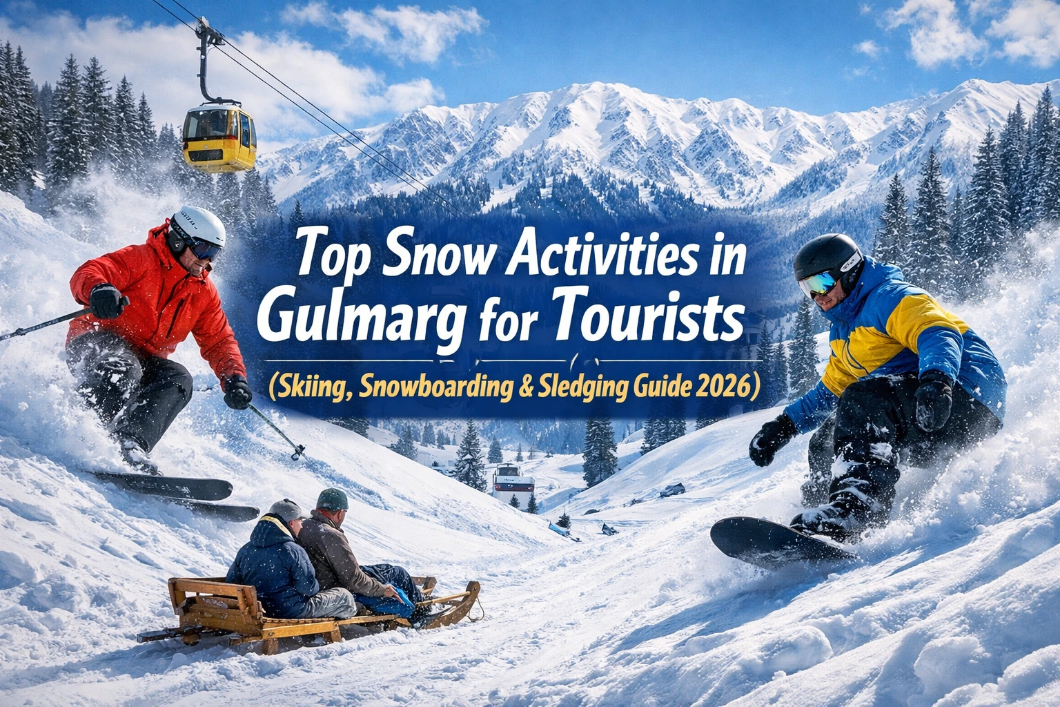 Top Snow Activities in Gulmarg for Tourists (Skiing, Snowboarding & Sledging Guide 2026) 1 FEATURED IMAGE FOR SNOW ACTIVITIES IN GULARG