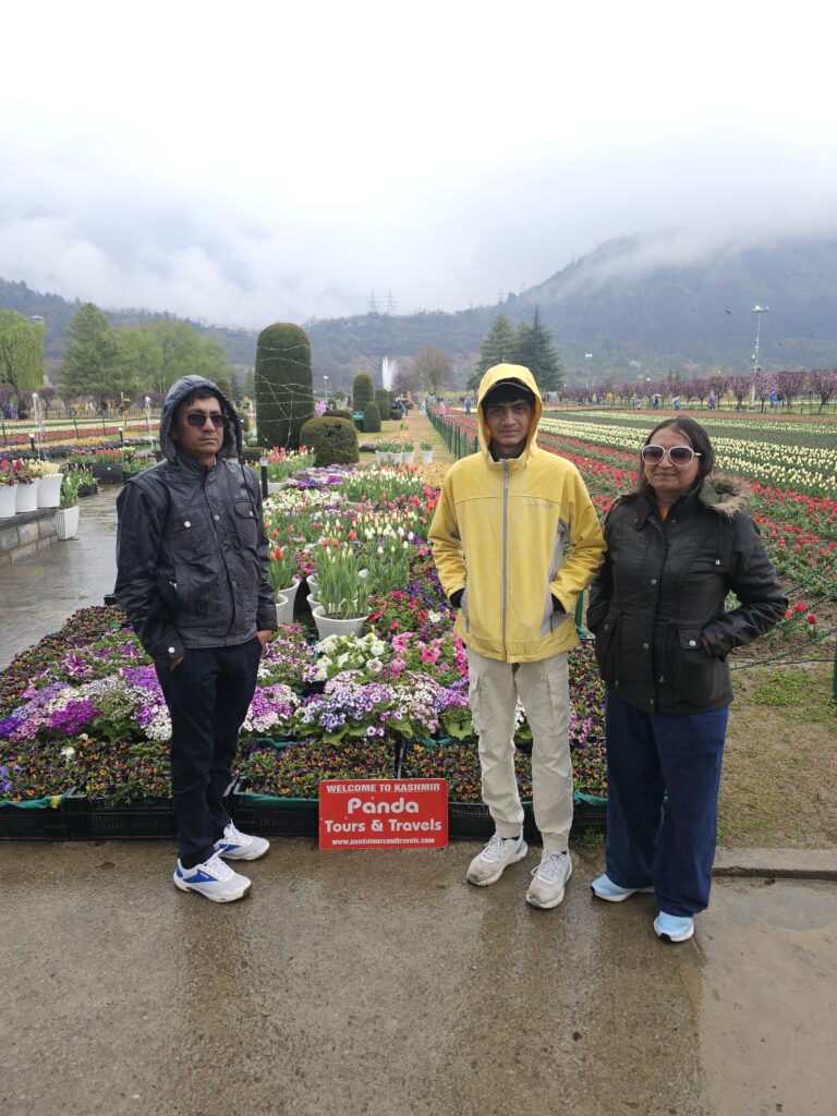 Kashmir Tour family from Ahmadabad with panda tours and travels at Tulip garden
