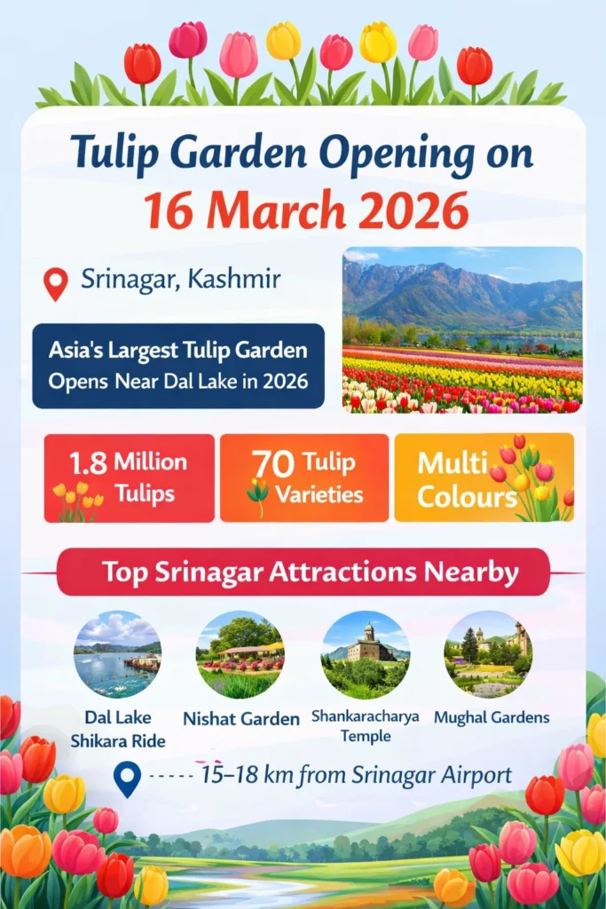 infographic image for tulip garden opening on 13 march 2026