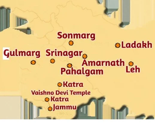 OUR SERVICE AREA FOR Best Tour Operators in Srinagar Kashmir