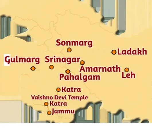 SERVICE AREA FOR Jammu railway kashmir tour package 7 nights 8 days