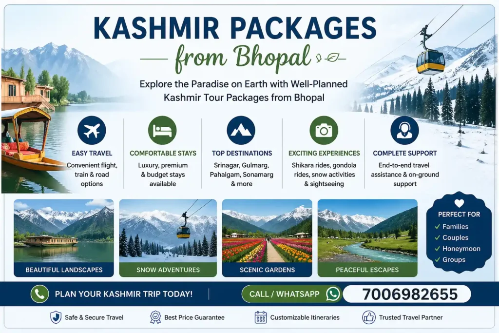 infographic image for Kashmir packages from bhopal
