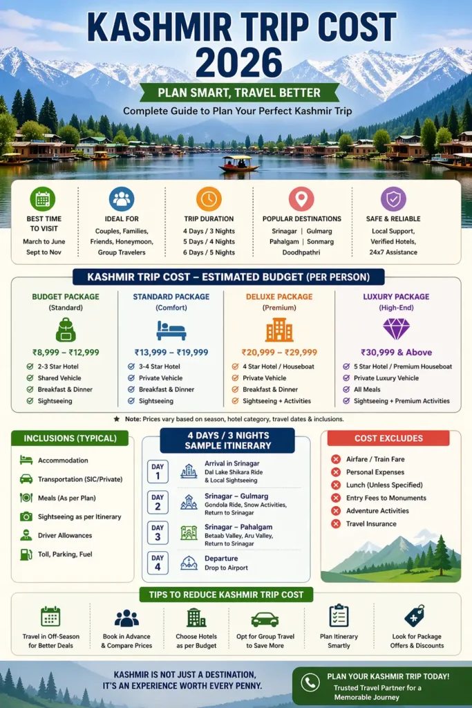 infographic image for kashmir trip cost