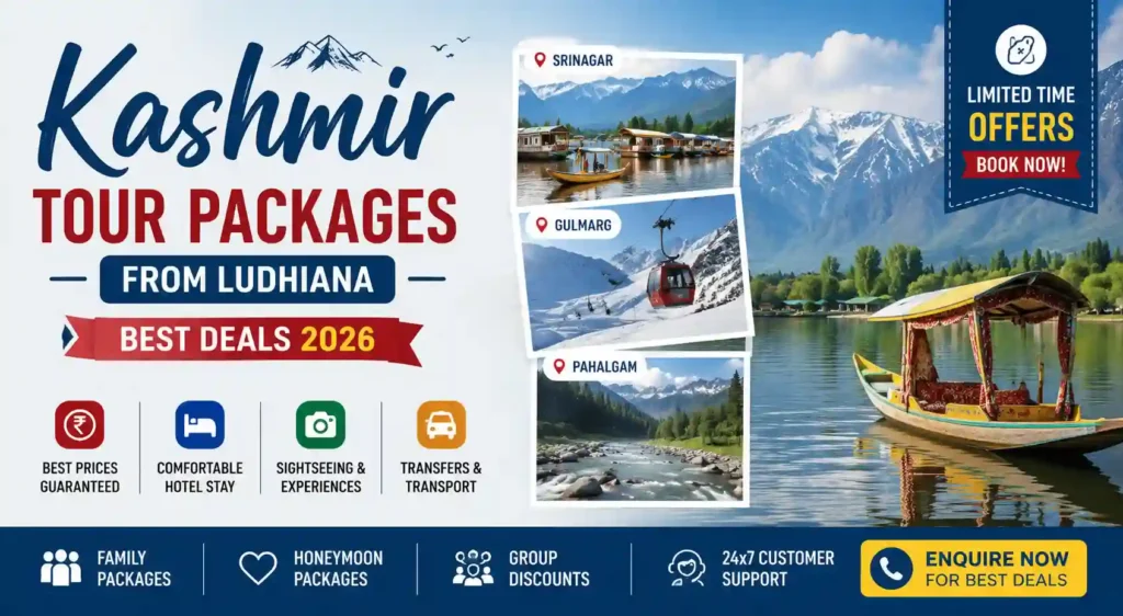 infographic image for kashmir tour packages from ludhiana