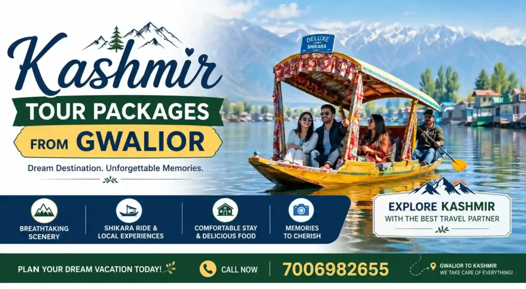 infographic image for Kashmir tour packages from Gwalior