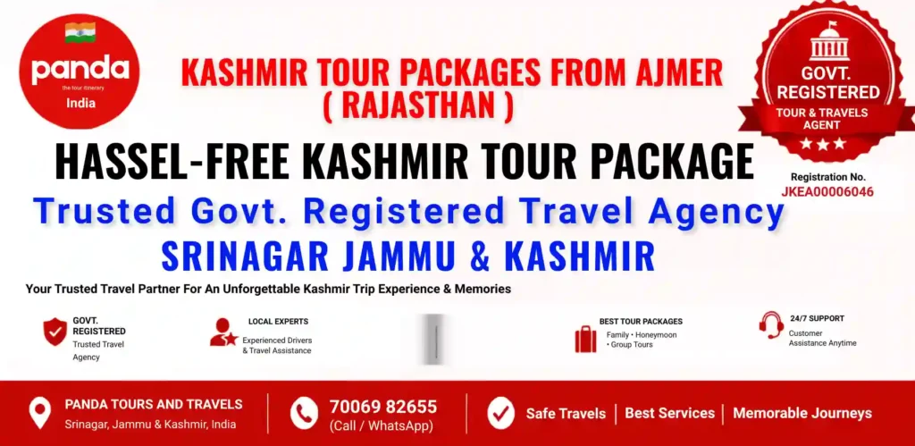 Infographic image for kashmir tour packages from Ajmer .