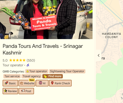 Google my bussiness profile of panda tours and travels for is it safe to visit pahalgam