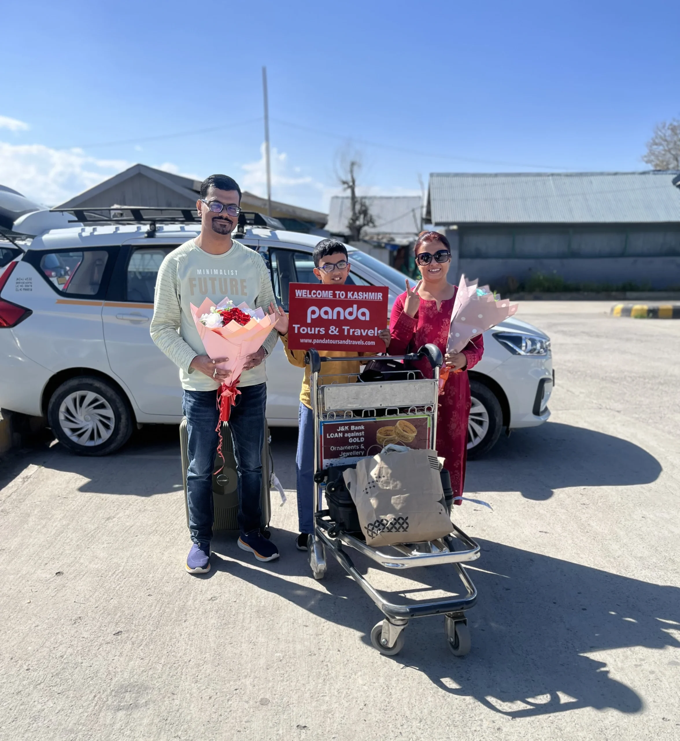 Kashmir Tour Package in April 2027 – Price, Itinerary, Weather And Travel Guide 2 Tourists are welcomed at Srinagar Airport with panda company