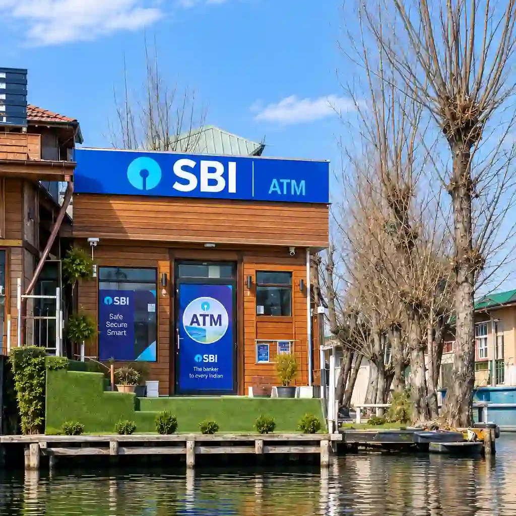 Floating Market in Srinagar: Timing, How to Reach and Tips 4 SBI floating ATM near the floating market in Srinagar on Dal Lake