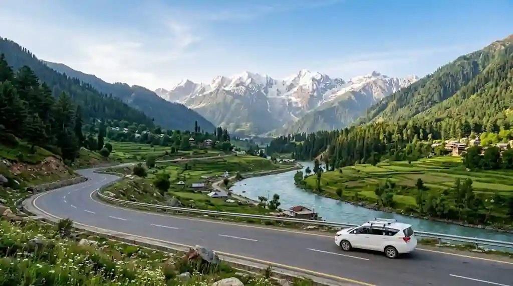 How to reach Sonamarg from Srinagar by road along the Sindh Valley highway